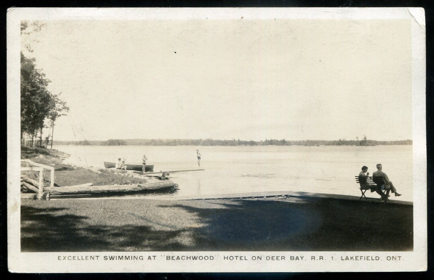 LAKEFIELD Ontario 1930s Deer Bay Beachwood Hotel. Real Photo Postcard