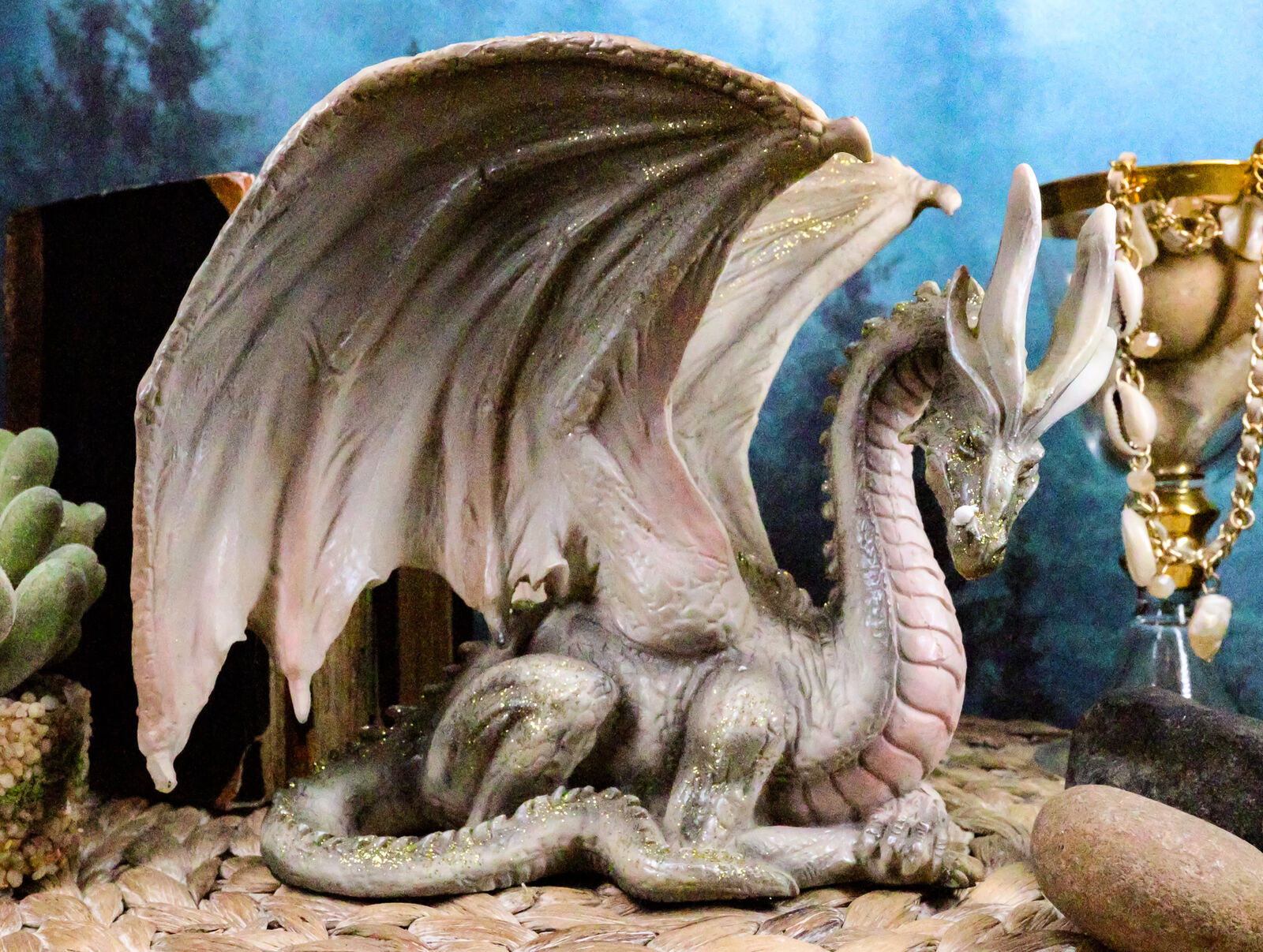 Ebros Legendary Wise Old Gray Medieval Dragon In Repose Figurine Statue 8\