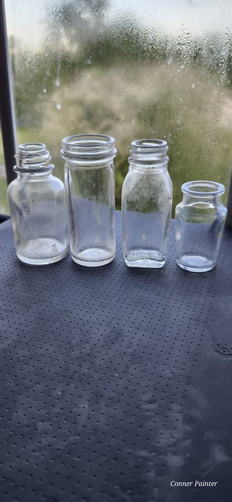4 Vintage 1940s-60s Small Clear Glass Bottles