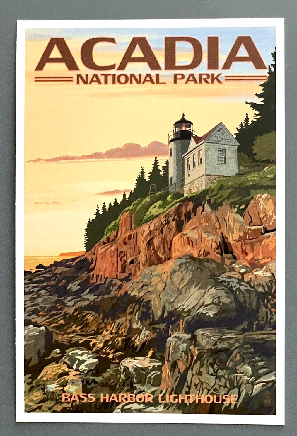 Acadia National Park - Maine - Bass Harbor Lighthouse - Lantern Press Postcard