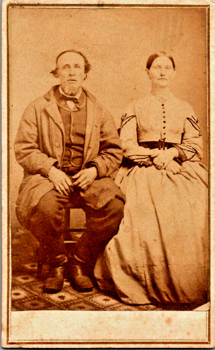 Antique c1860s CDV Photograph  Steven's Point, Wisconsin Man Woman by G.N. Doty