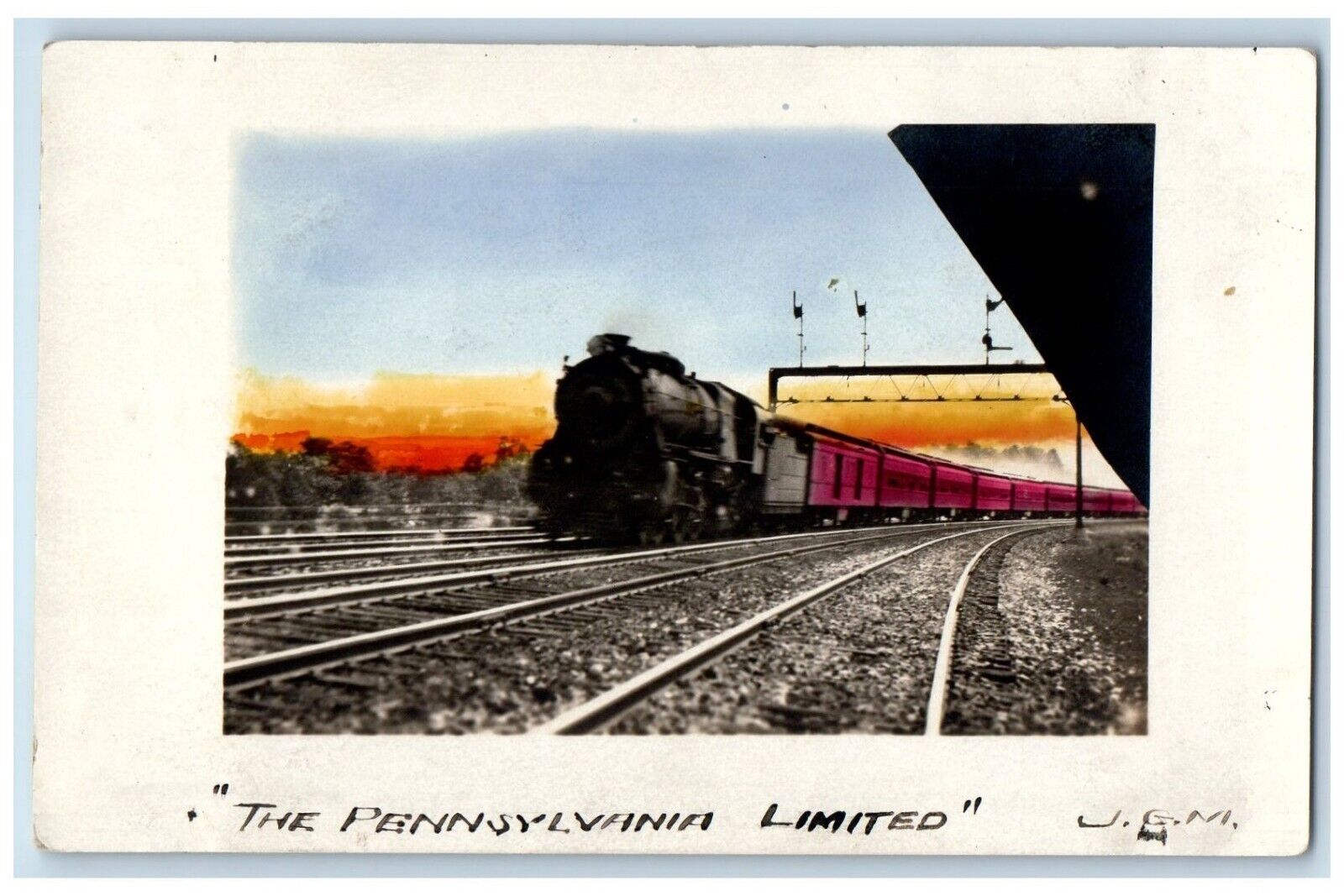 c1920's The Pennsylvania Limited Handtinted RPPC Train Locomotive Photo Postcard