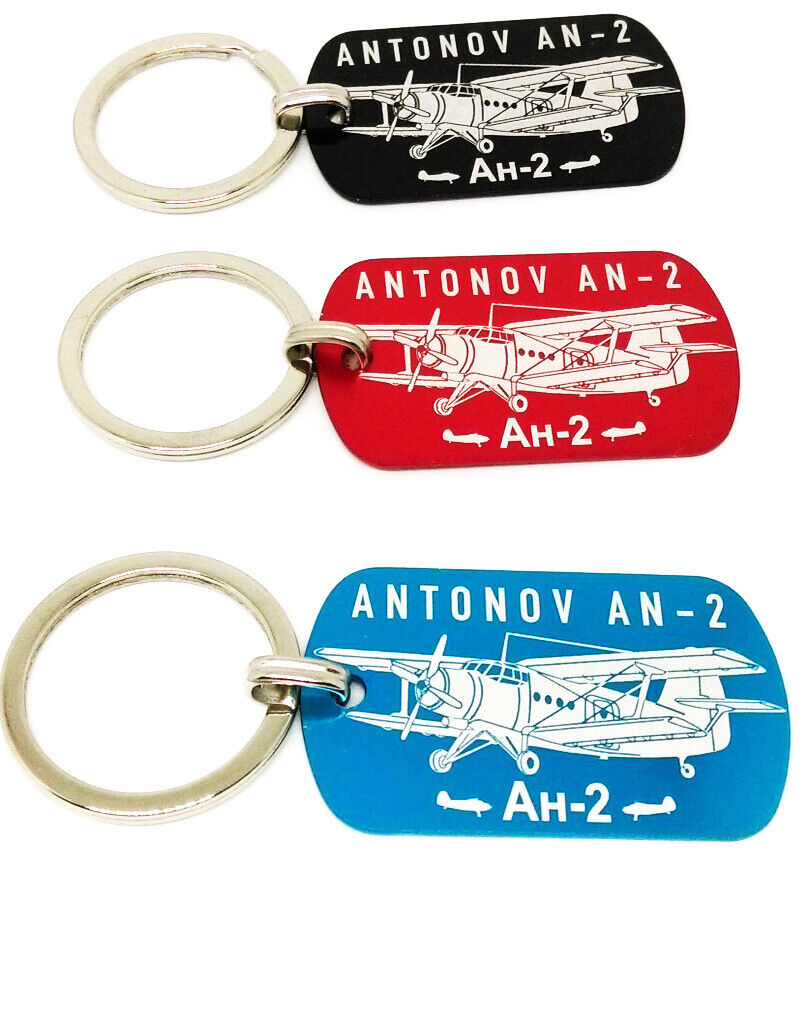 Engraved aluminium color plate keychain / keyring aircraft Antonov An-2