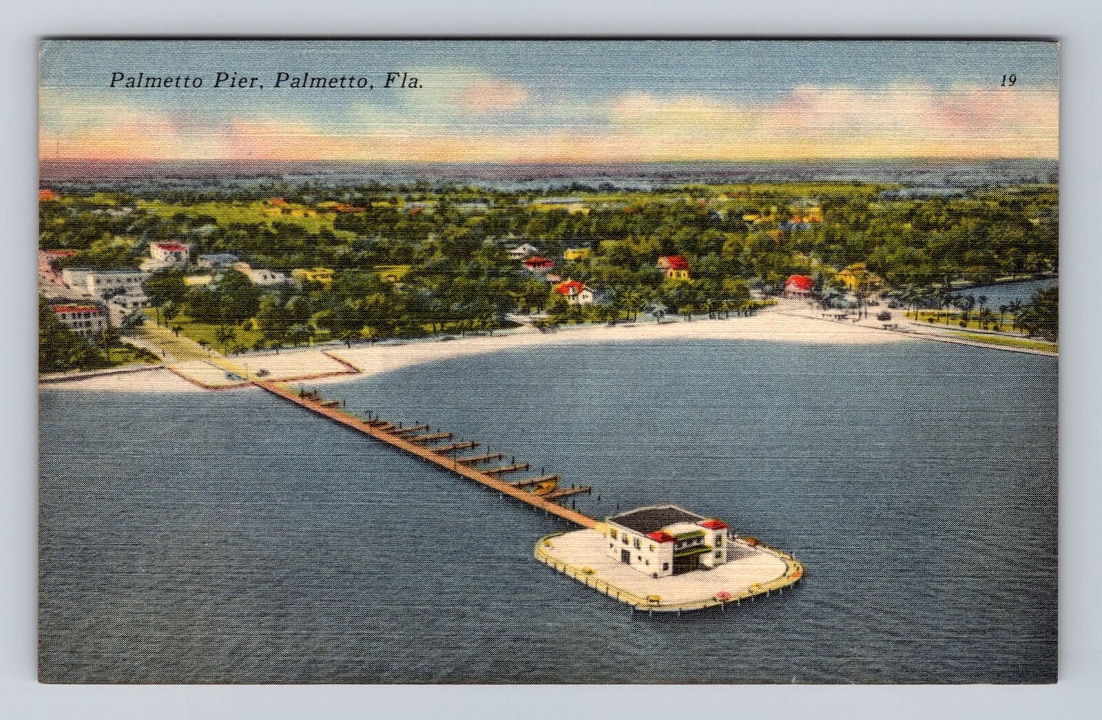Palmetto FL-Florida, New Palmetto Pier, Antique Vintage Souvenir Postcard