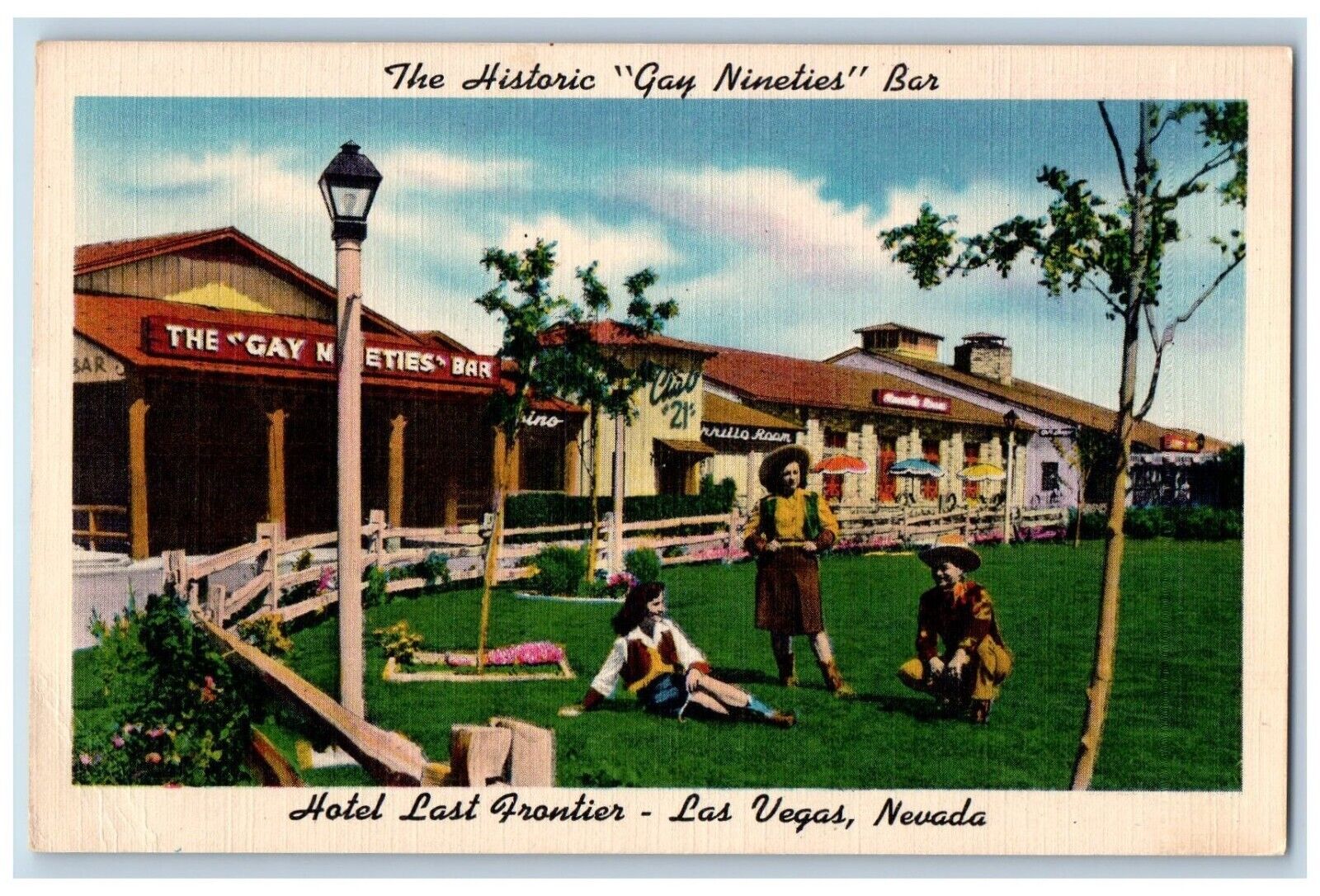 Las Vegas Nevada NV Postcard Hotel Last Frontier Historic Gay Nineties Bar