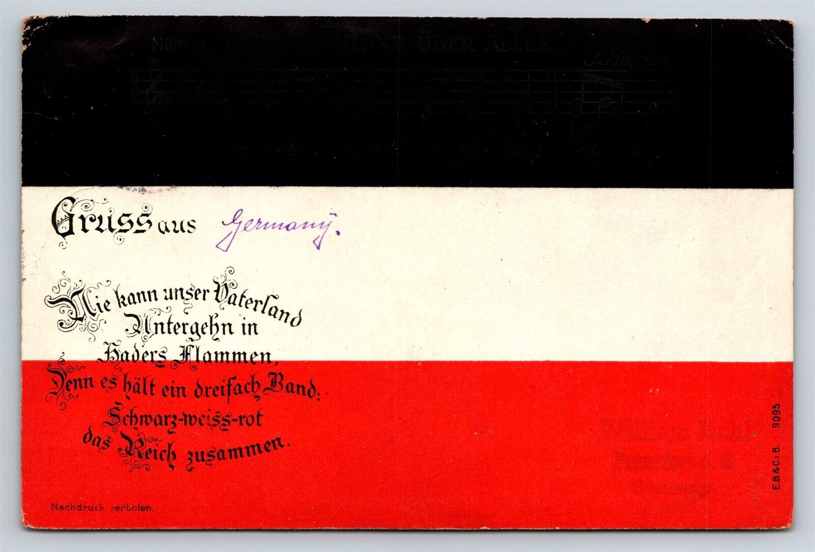 Postcard German Empire Flag Gruss aus Germany Patriotic Fatherland c1900 AD28