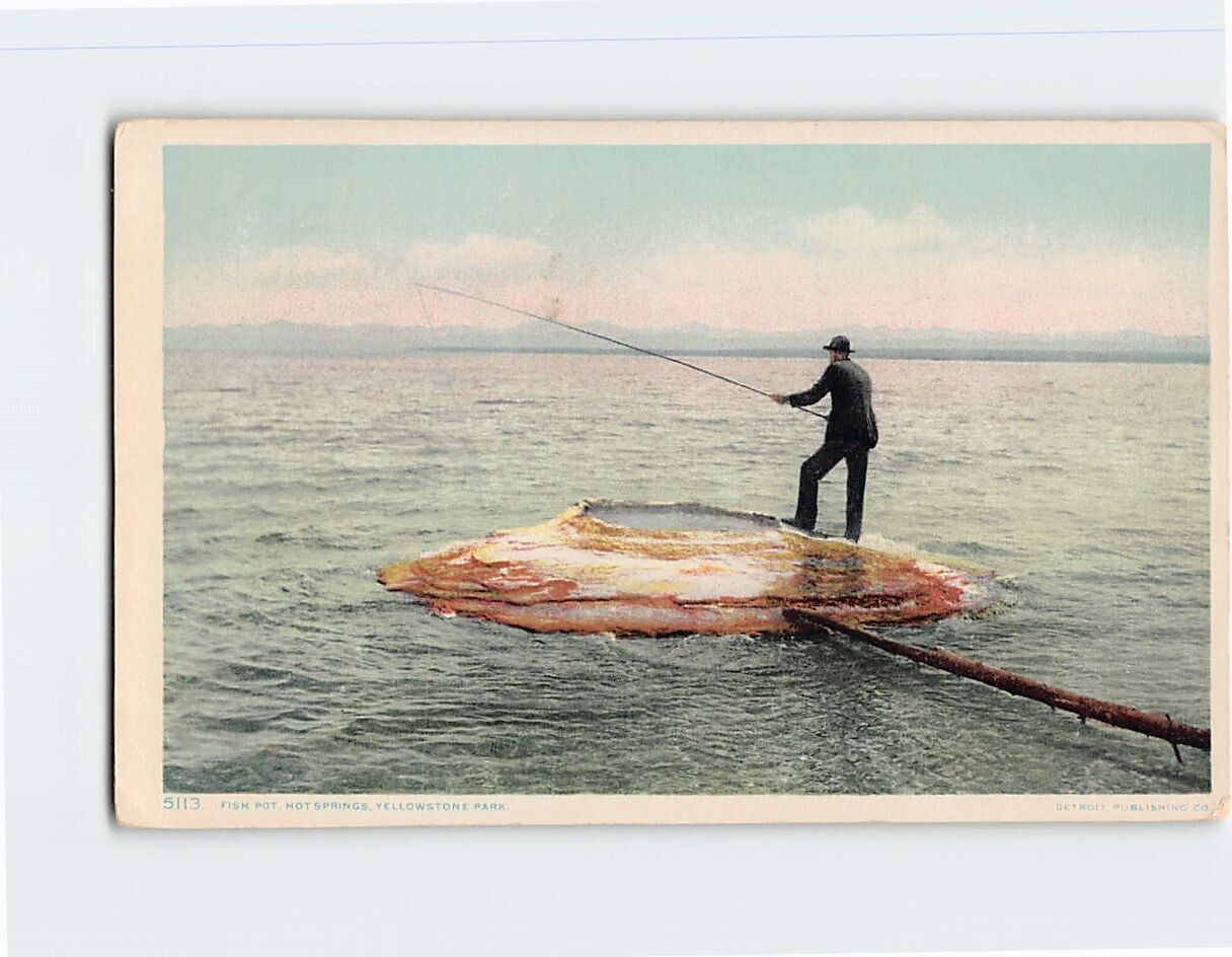 Postcard Man Fishing Scene Art Print