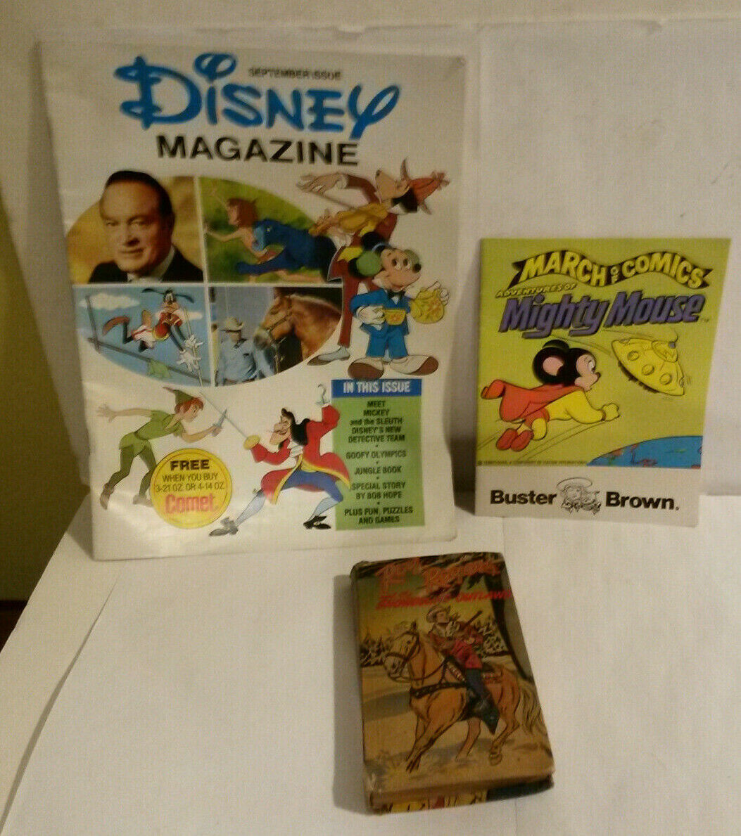 Roy Rogers Snowbound Outlaws 1949 Buster Brown Mighty Mouse 1979 Disney mag 1976