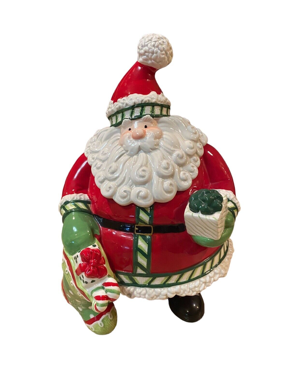 Fitz & Floyd Stocking Stuffers Santa Claus Cookie Jar Christmas LARGE 2007