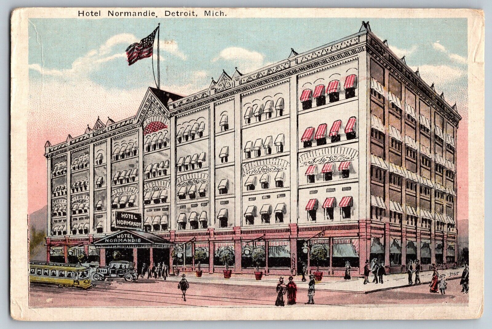 Detroit, Michigan MI - Hotel Normandle - Largest Hotel - Vintage Postcard