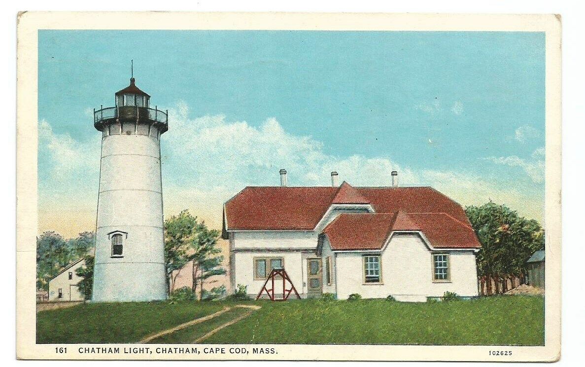 Cape Cod MA Postcard Lighthouse Chatham Light c1920