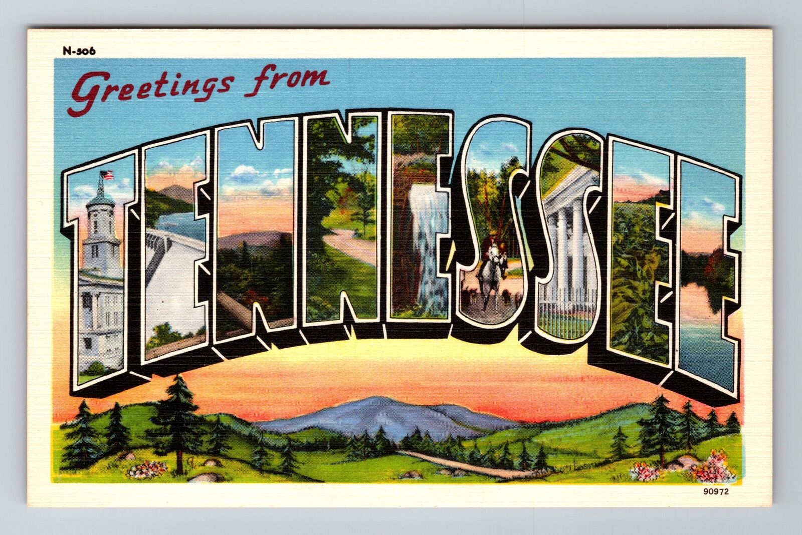 TN-Tennessee, General Large Letter Greeting, Vintage Souvenir Postcard