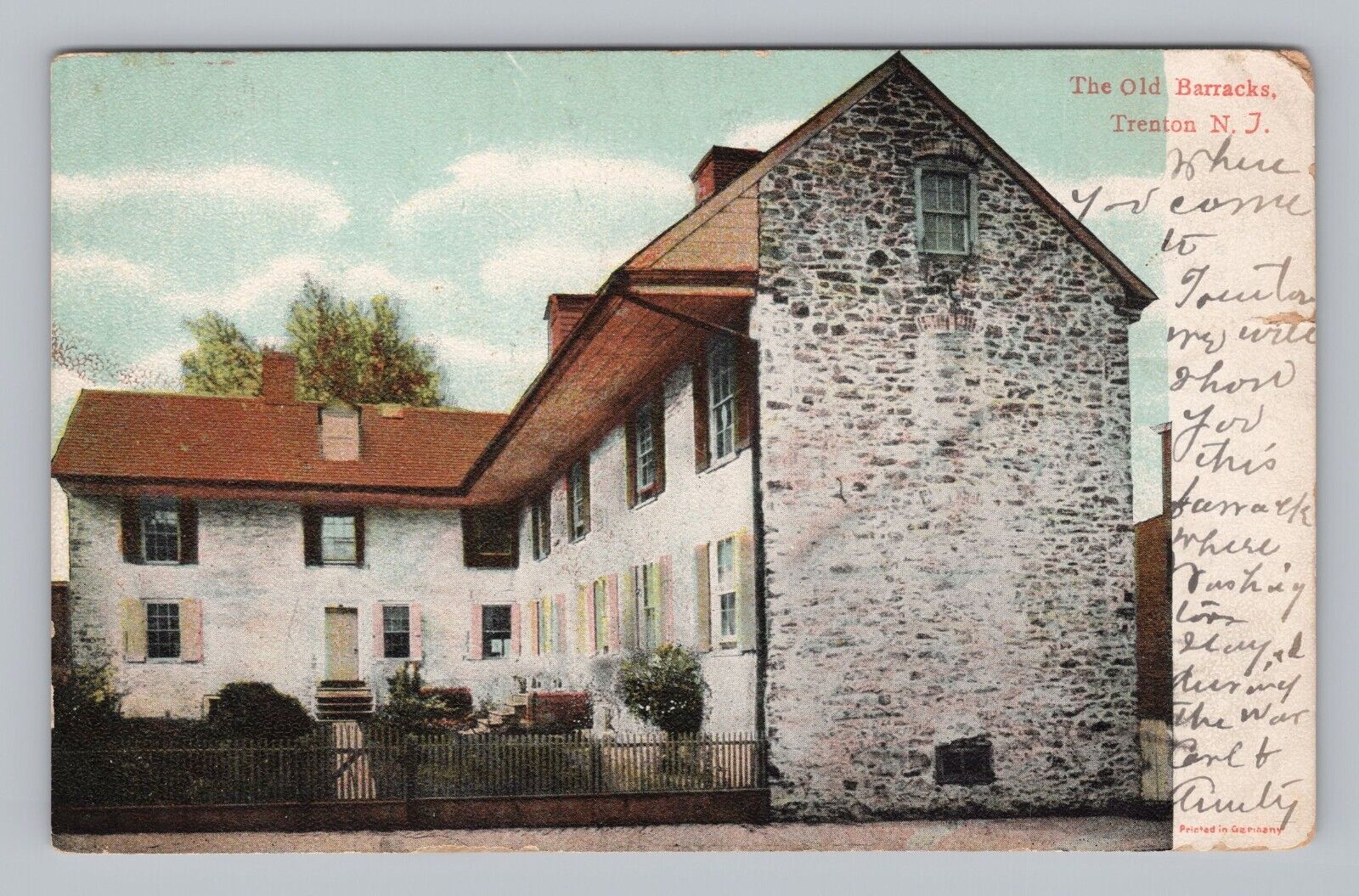 Postcard UDB The Old Barracks Trenton New Jersey c1906
