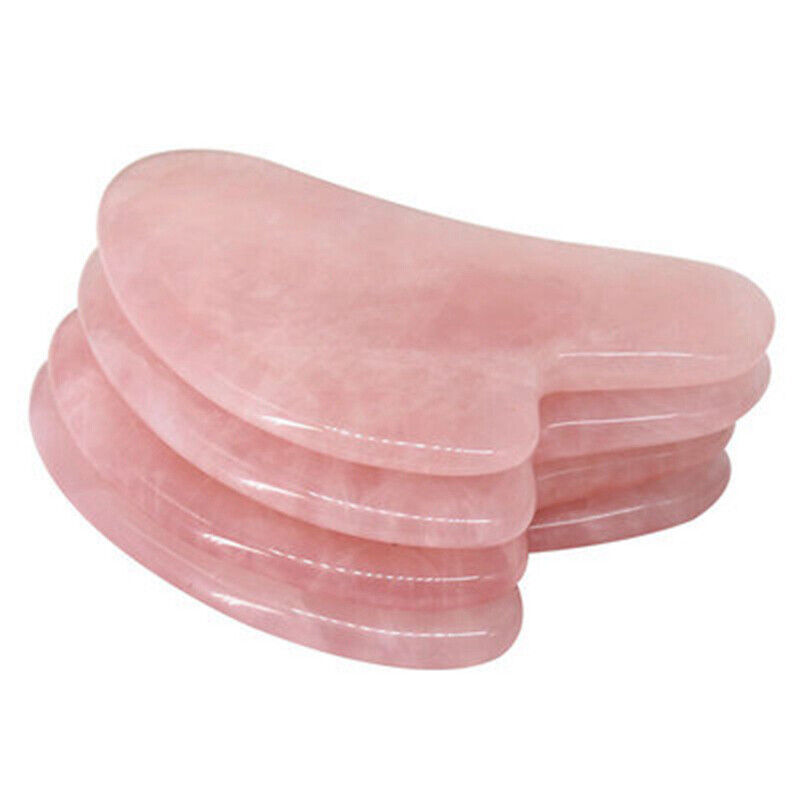 10Pcs Pink Natural Gua Sha Board Jade Rose Quartz Stone Face Massage Tool Gift
