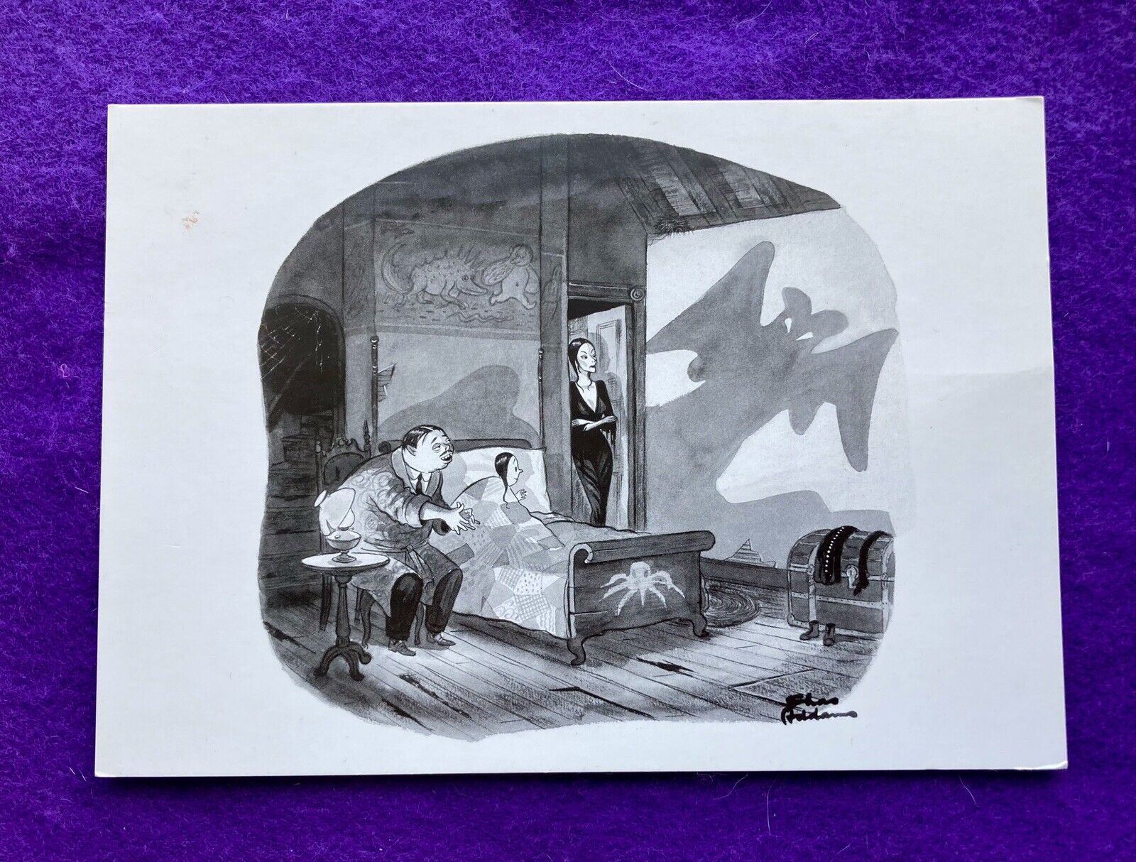ADDAMS FAMILY THE MUSICAL Logo Postcard_Sticker, Charles Addams ART Card
