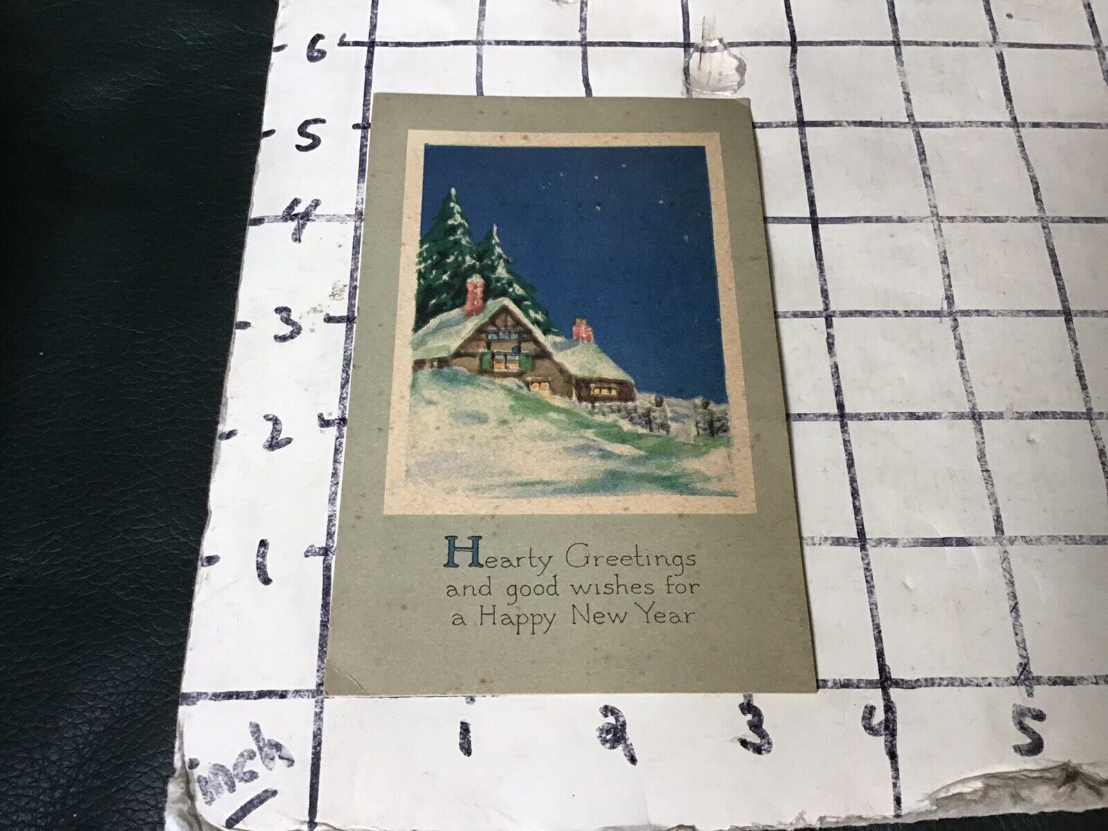 Original UNUSED postcard - Happy New Year - spotty GIBSON LINES #1