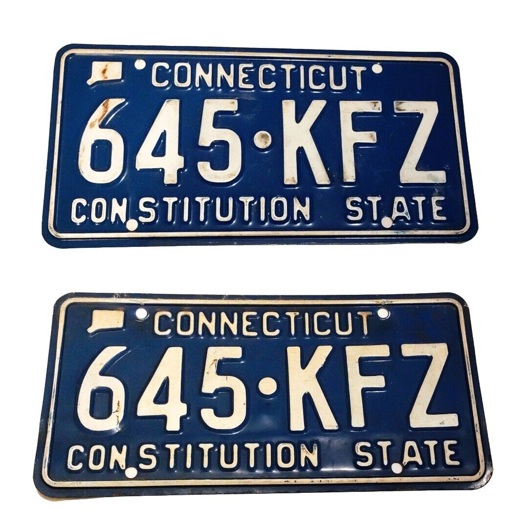 1989 Connecticut Pair License Plates The Constitution State