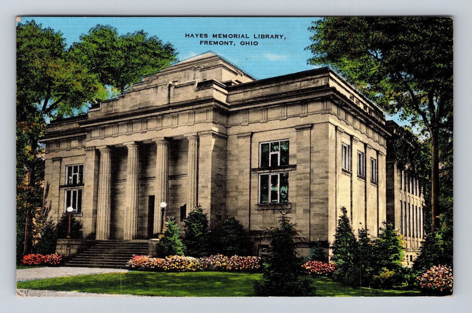 Fremont OH-Ohio, Hayes Memorial Library, Antique Vintage c1948 Souvenir Postcard