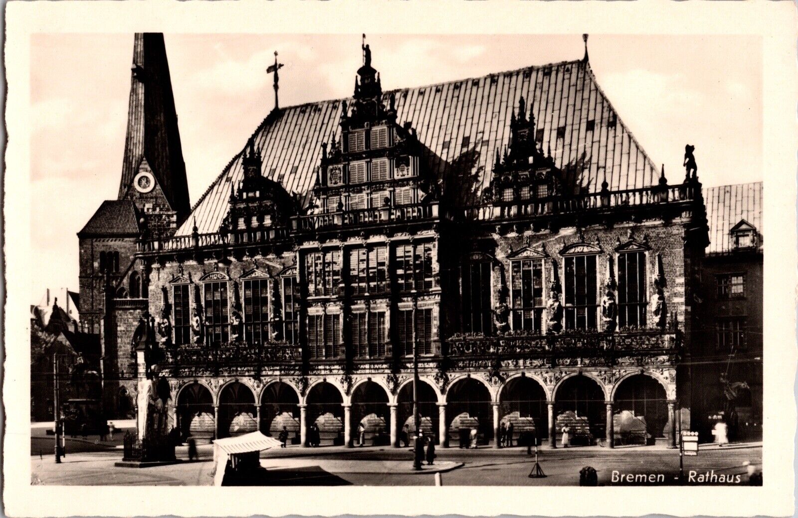 Vtg Bremen German Rathaus Postcard WW2 1930s Unposted Retro Historical Europe