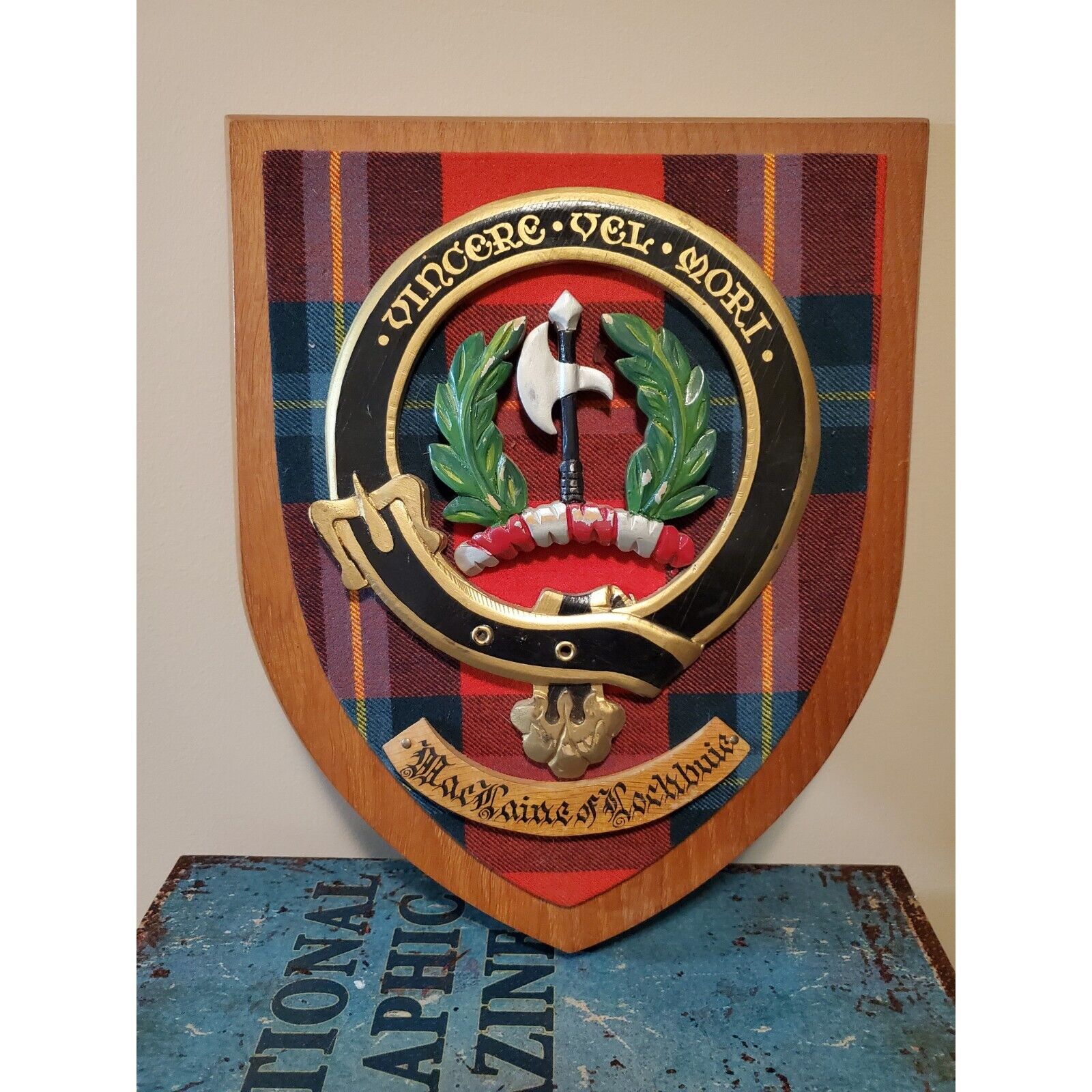 Vintage Maclaine Scottish Tartan Clan Crest Coat of Arms