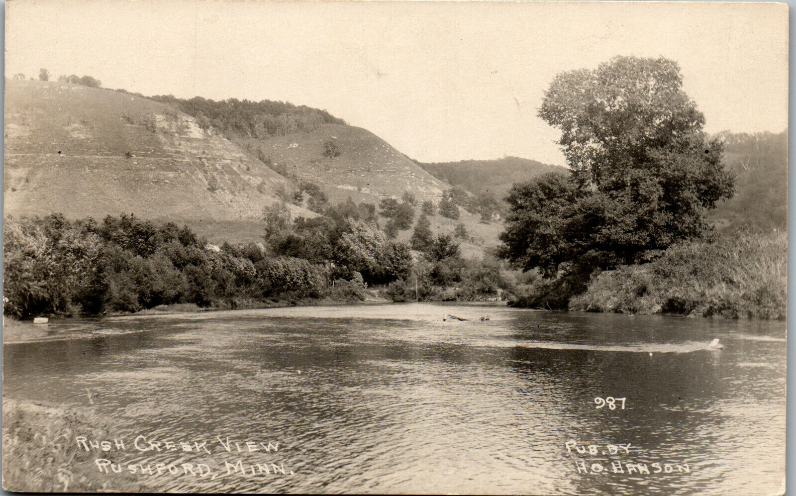 Rush Creek View  Cliff View Rushford MN 1930 RPPC Postcard PBA