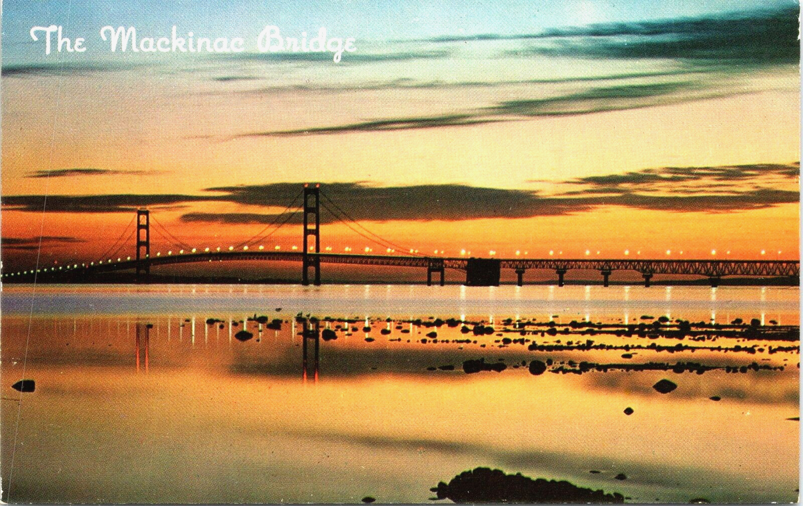 The Mackinac Bridge of Michigan in the Evening Postcard Photo by Lucy Gridley