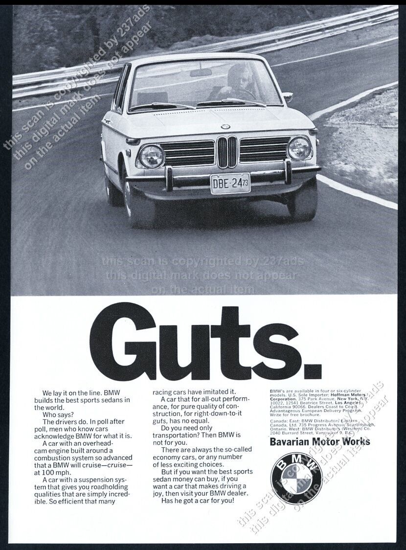 1973 BMW 2002 tii photo Guts vintage print ad