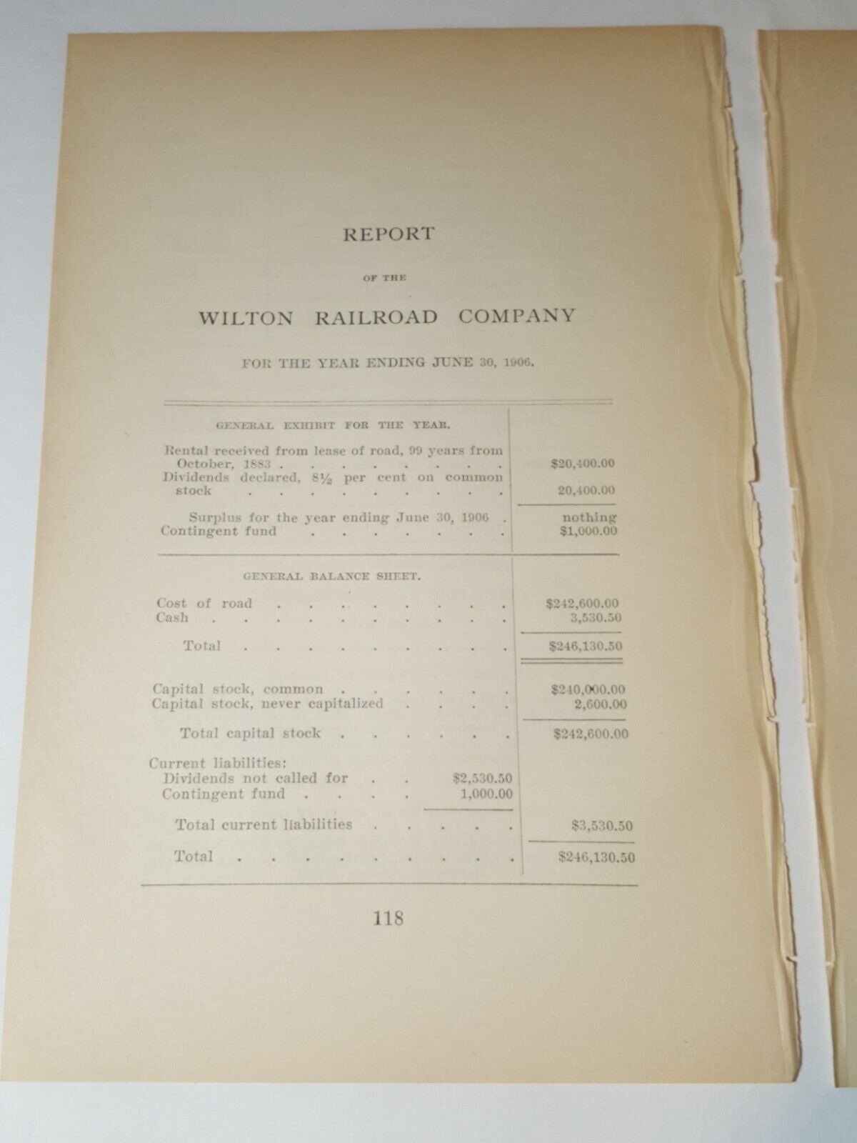 1906 train document WILTON RAILROAD COMPANY Nashua NH Isaac & George Whiting 