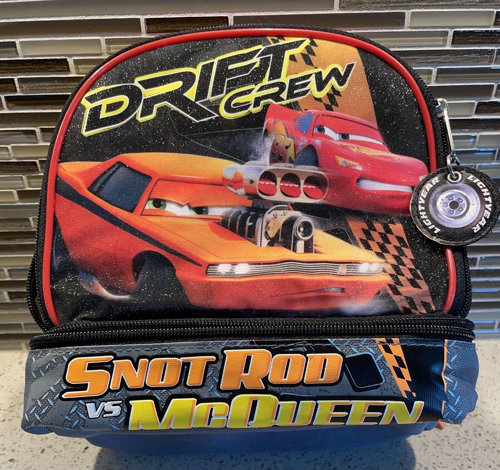 Disney Pixar Cars Drift Crew Snot Rod vs McQueen Soft Sided Insulated Lunch Box