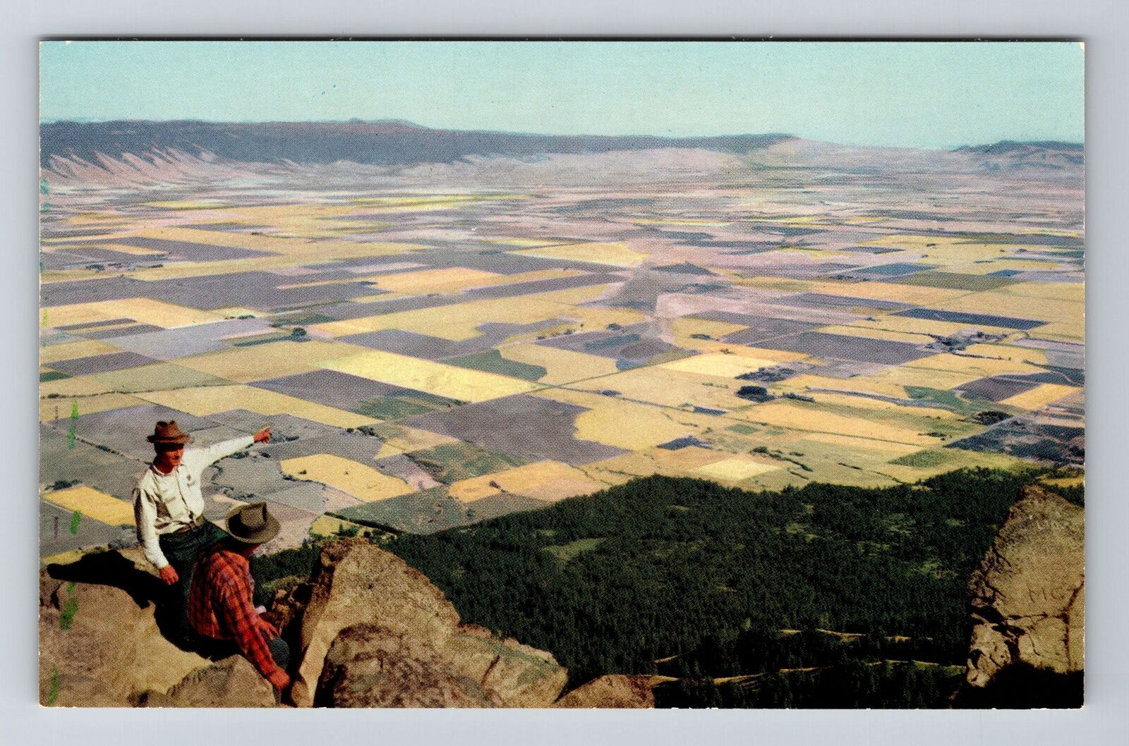Portland OR-Oregon Grand Ronde Valley Cliff View Farmland Vintage Postcard