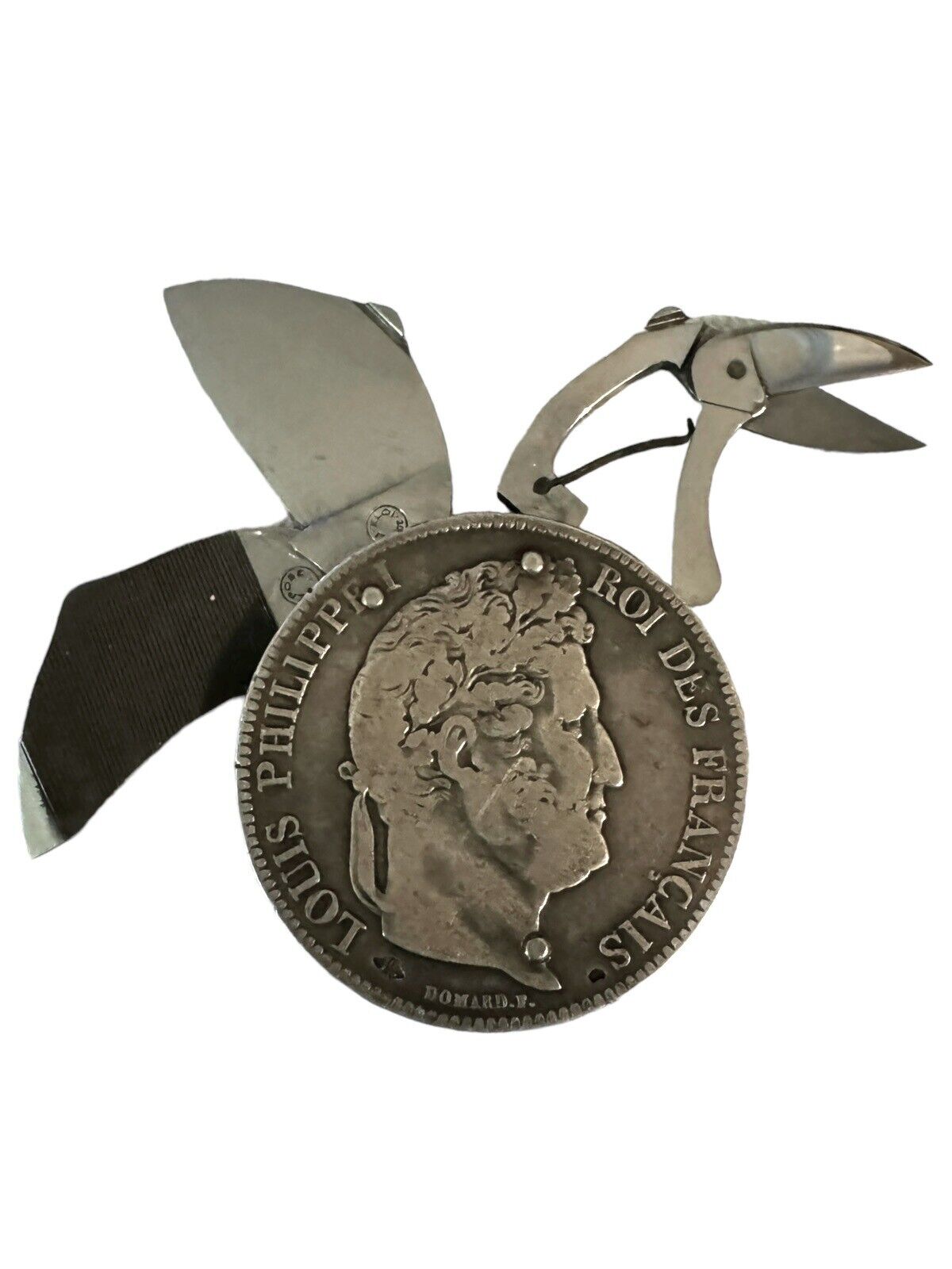 ELOI PERNET 1838 Louis Phillippei 5 Franc 3 Blade Coin Knife, Francais UNIQUE §