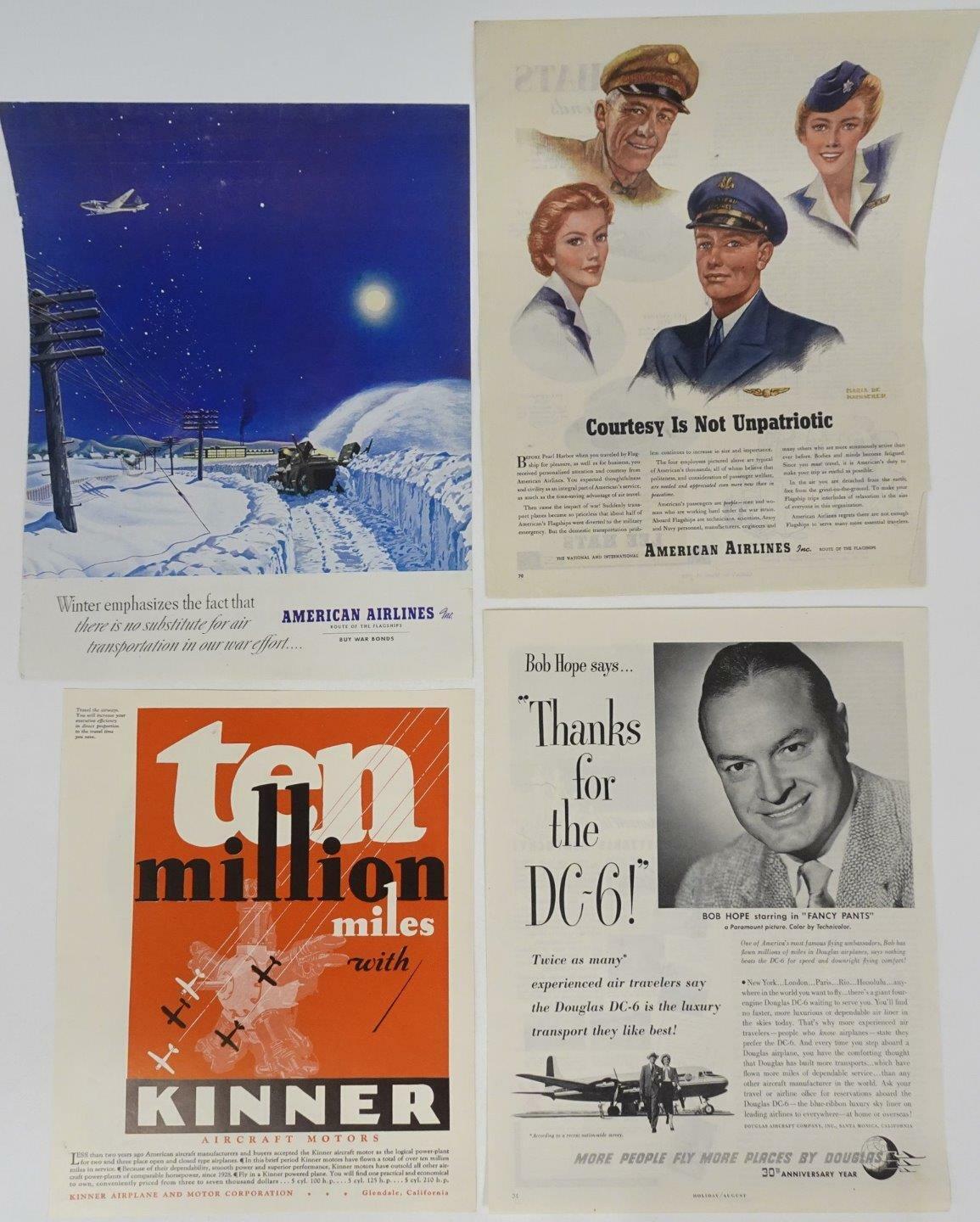 Lot 10 1900s Print Advertising Airlines American Douglas Bendix Travel Pan Am