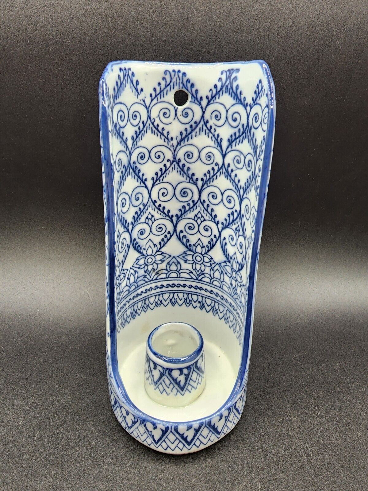 Pier 1 Blue White ceramic candle holder Wall Sconce