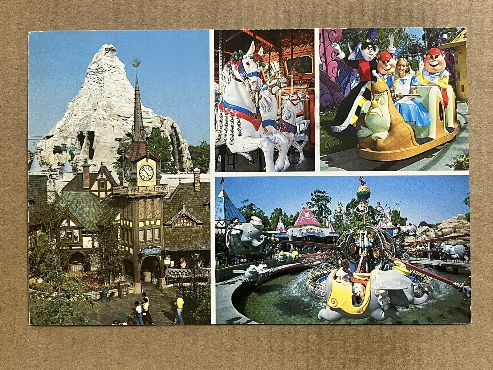 Postcard Disneyland Fantasyland Wonderland Pinocchio Village Dumbo Vintage PC