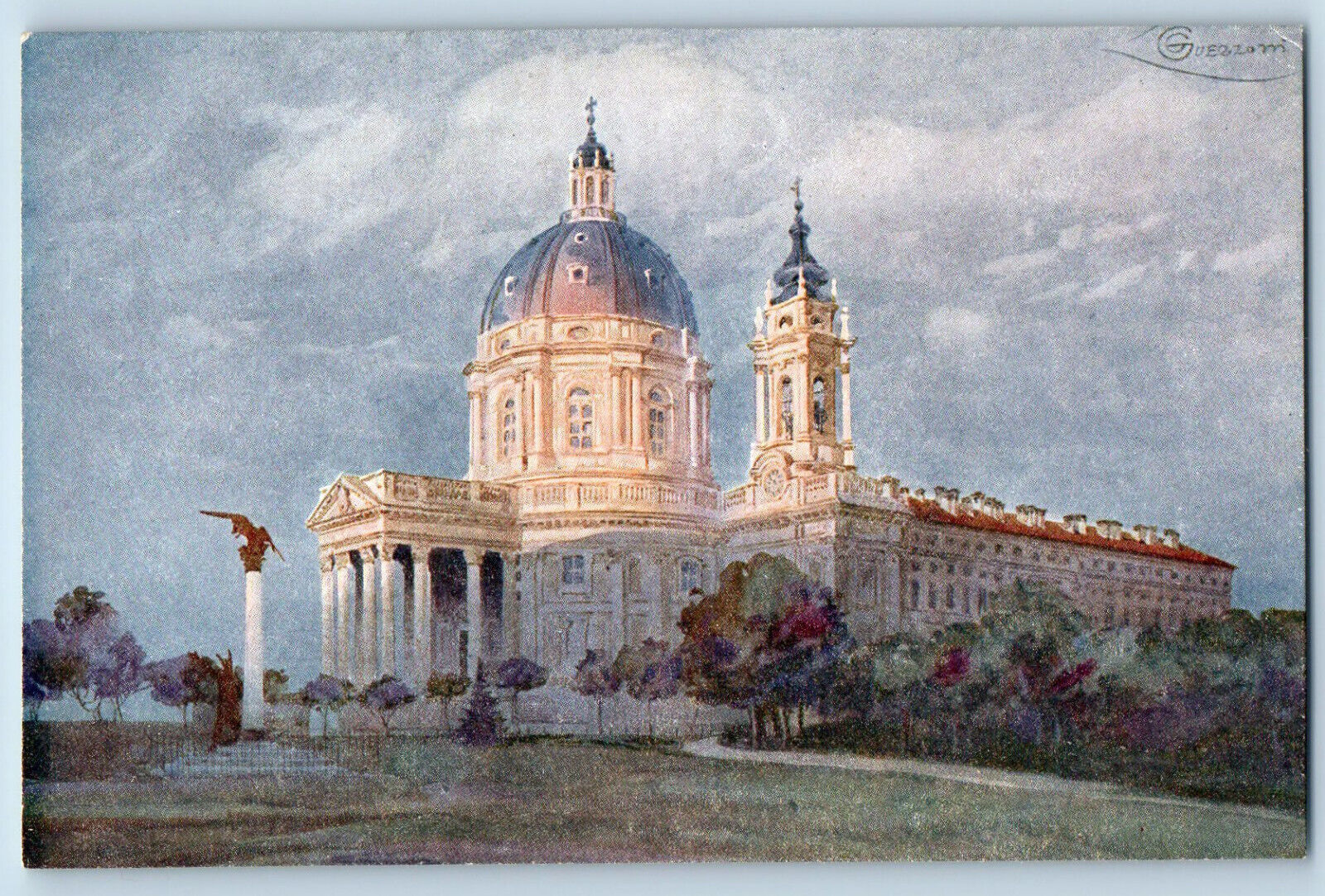 Turin Piedmont Italy Postcard Basilica of Superga c1910 Antique Unposted