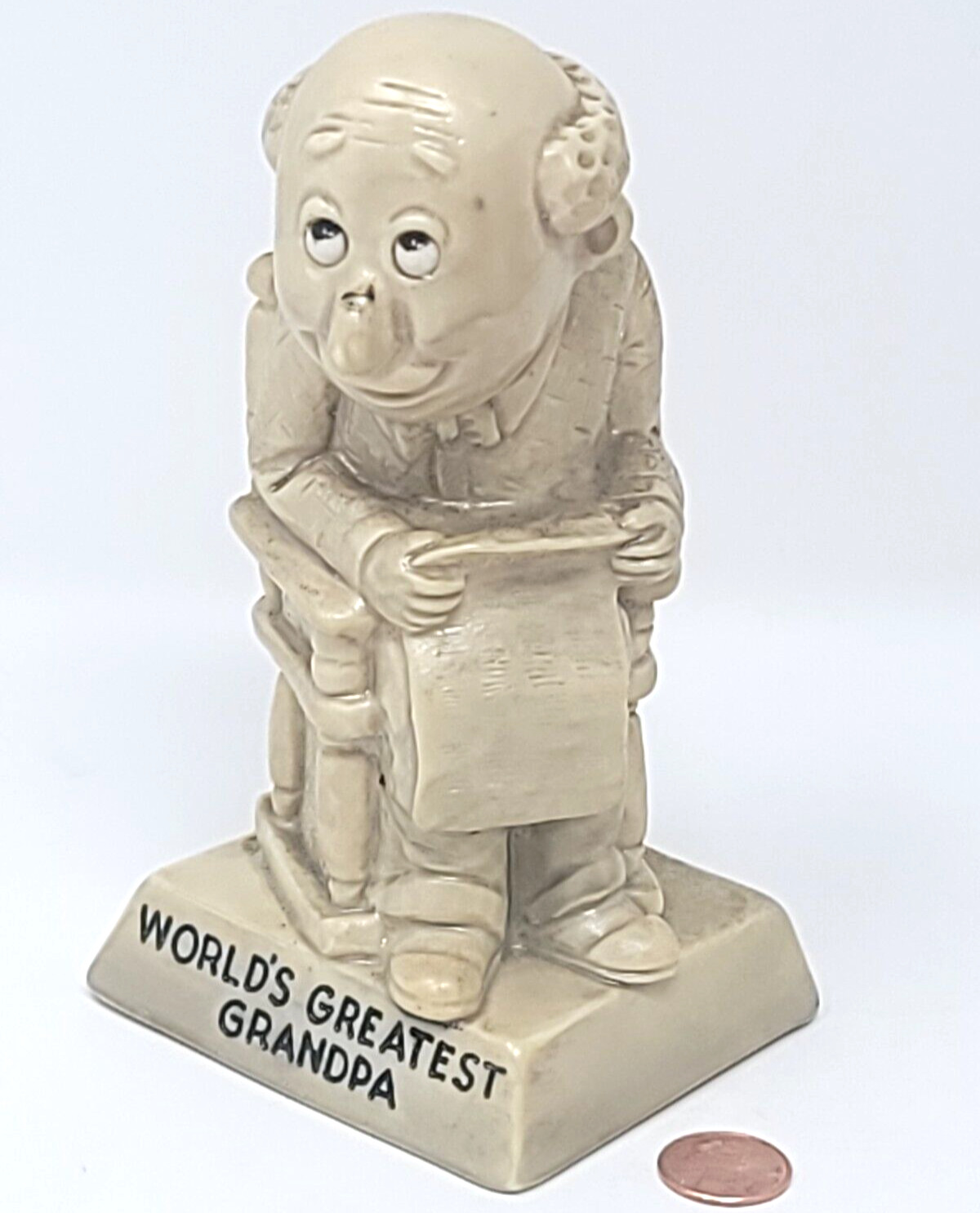 Worlds Greatest Grandpa Statue Figurine Vintage Russ Berrie & Co 1970 NO Glasses