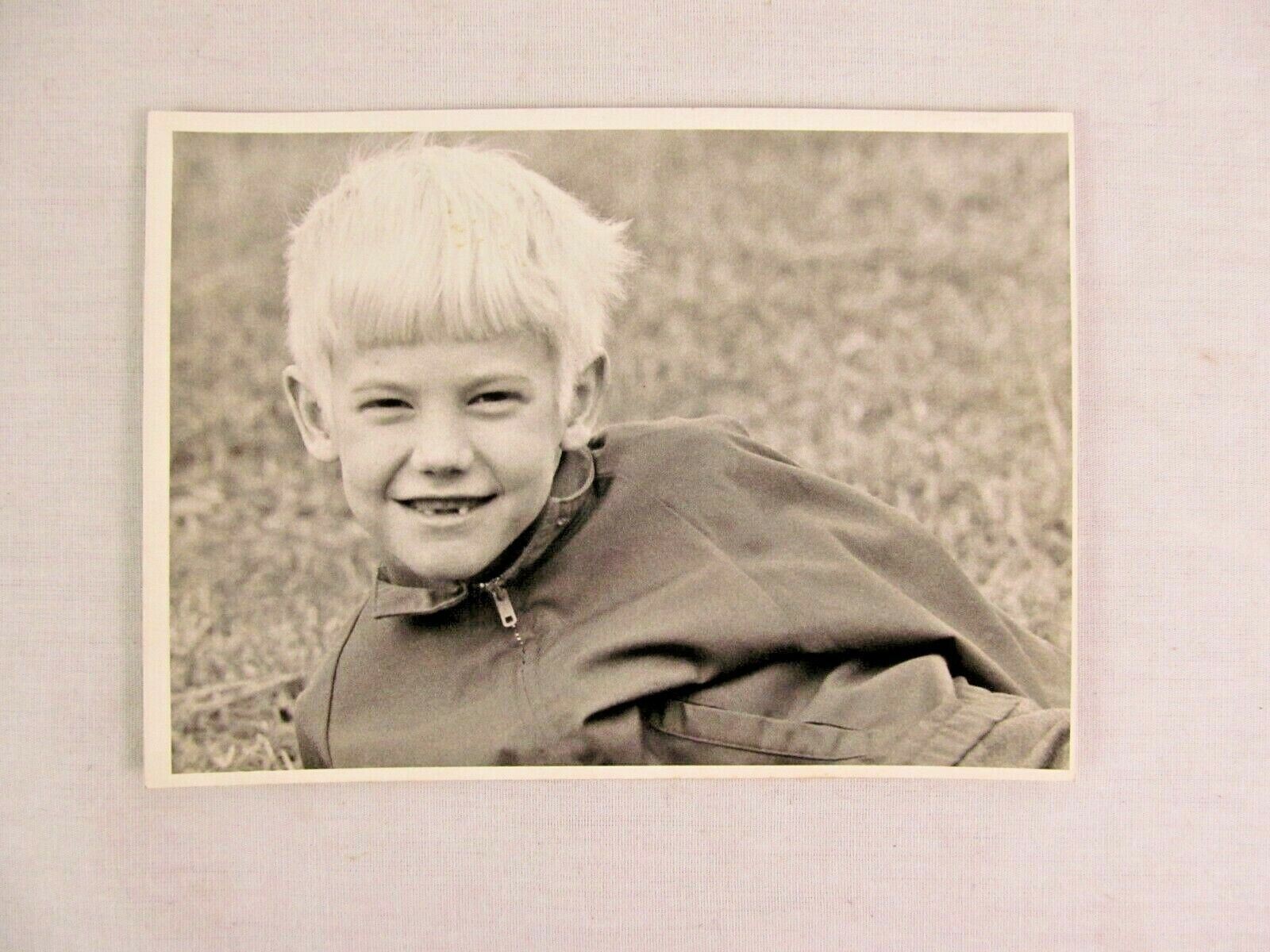 Black & White Photograph Blond Boy Smiling With Missing Teeth B&W 5 x 7