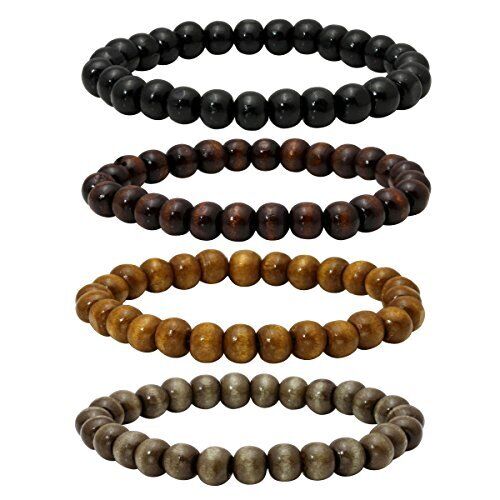  6-8mm Wood Beads Bracelet Prayer Beads for Meditation Buddha A1: 4PCS 8MM