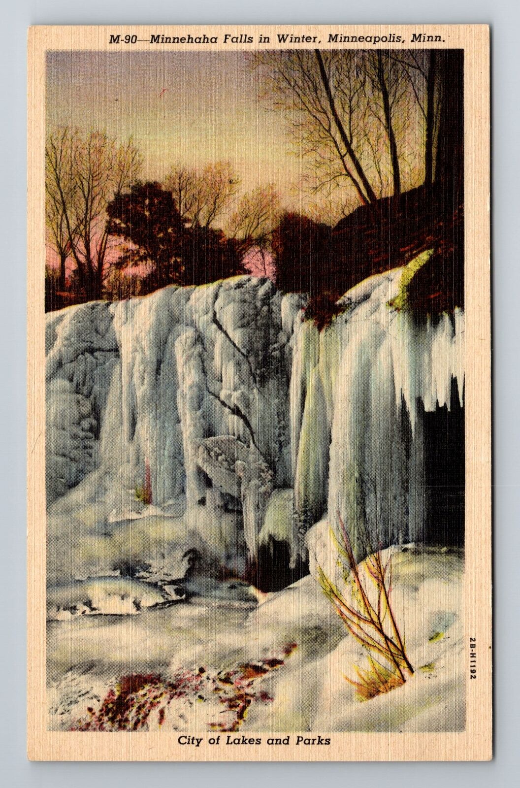 Minneapolis MN-Minnesota, Minnehaha Falls in Winter, Antique Vintage Postcard