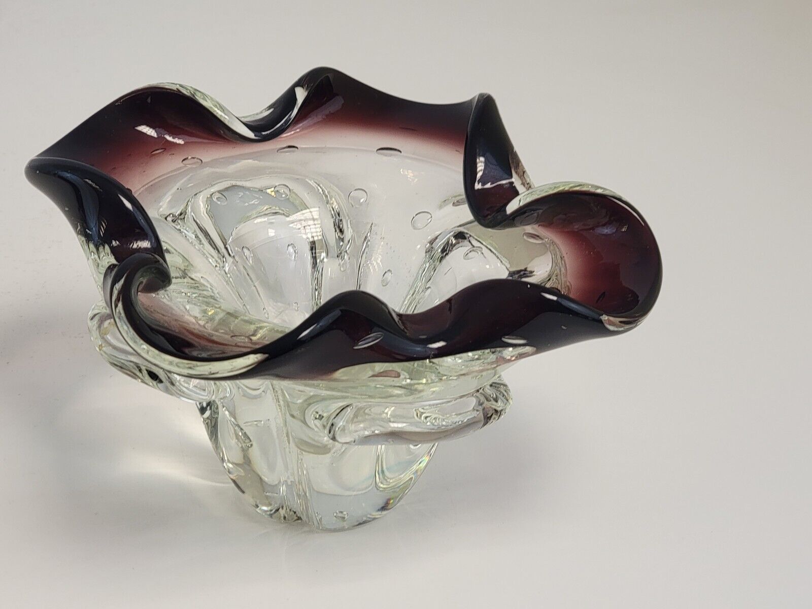Vintage Murano Glass Bullicante Barovier & Toso Style Jellyfish Biomorphic Bowl