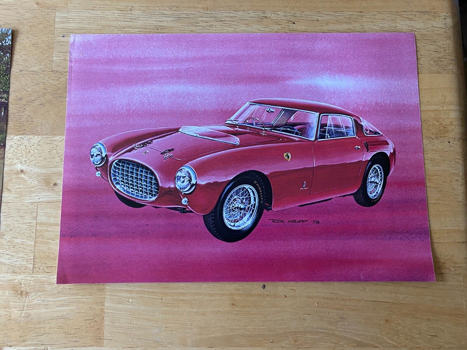 FERARRI 250 GT RED RUK HEUFF 1978 DRAWING POSTER ADVERT APPROX A4 SIZE H