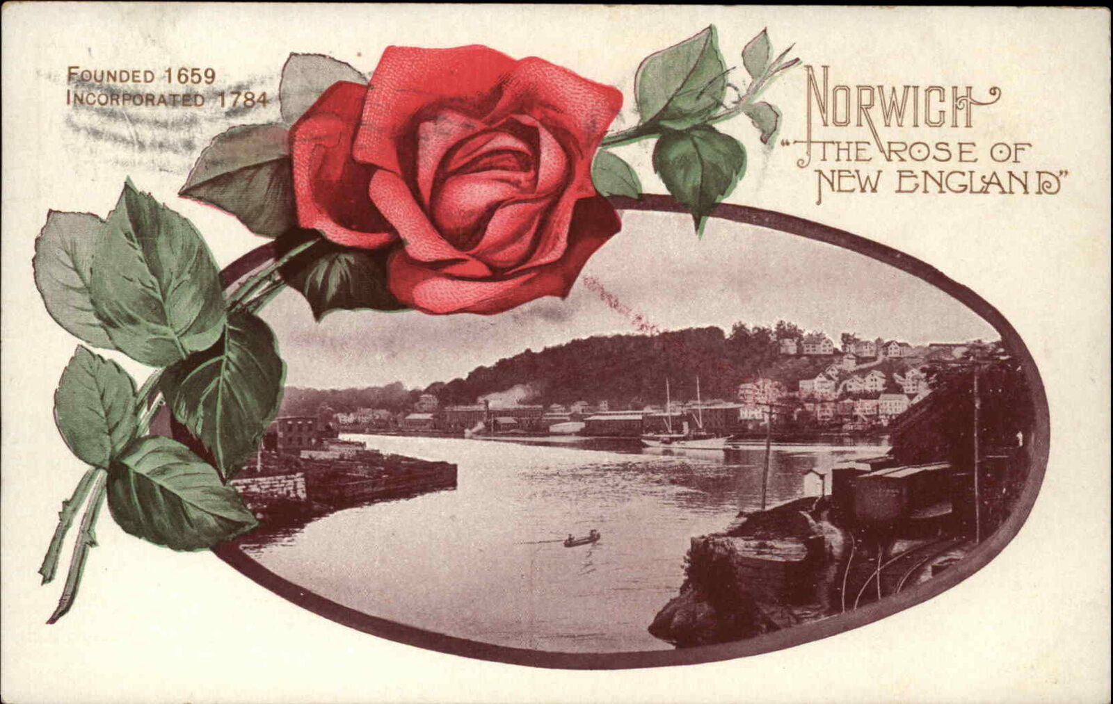 Norwich Massachusetts MA Waterfront Rose Border c1910 Vintage Postcard