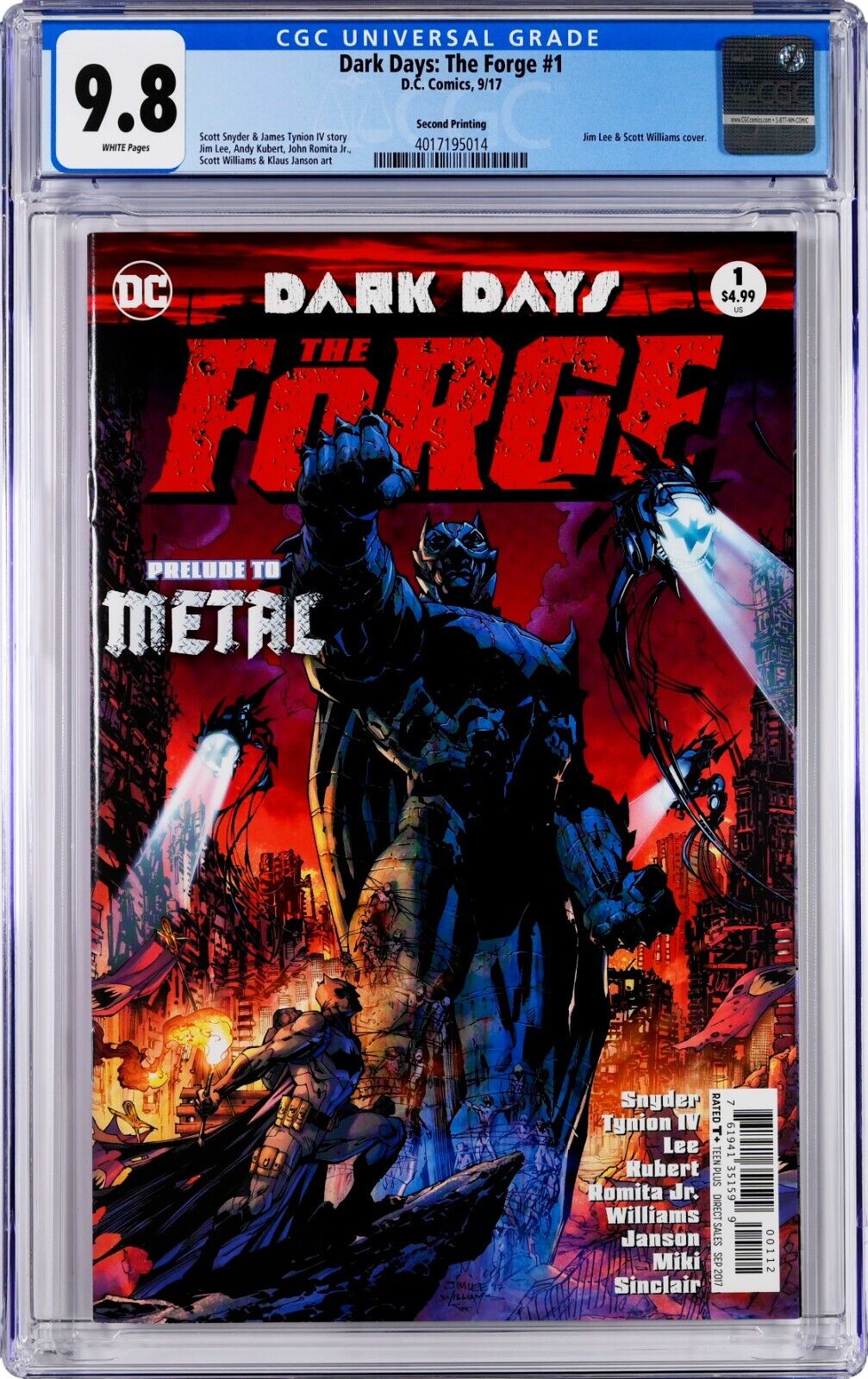 Dark Days: The Forge #1 CGC 9.8 (Sep 2017, DC) Jim Lee Cover, 2nd Printing