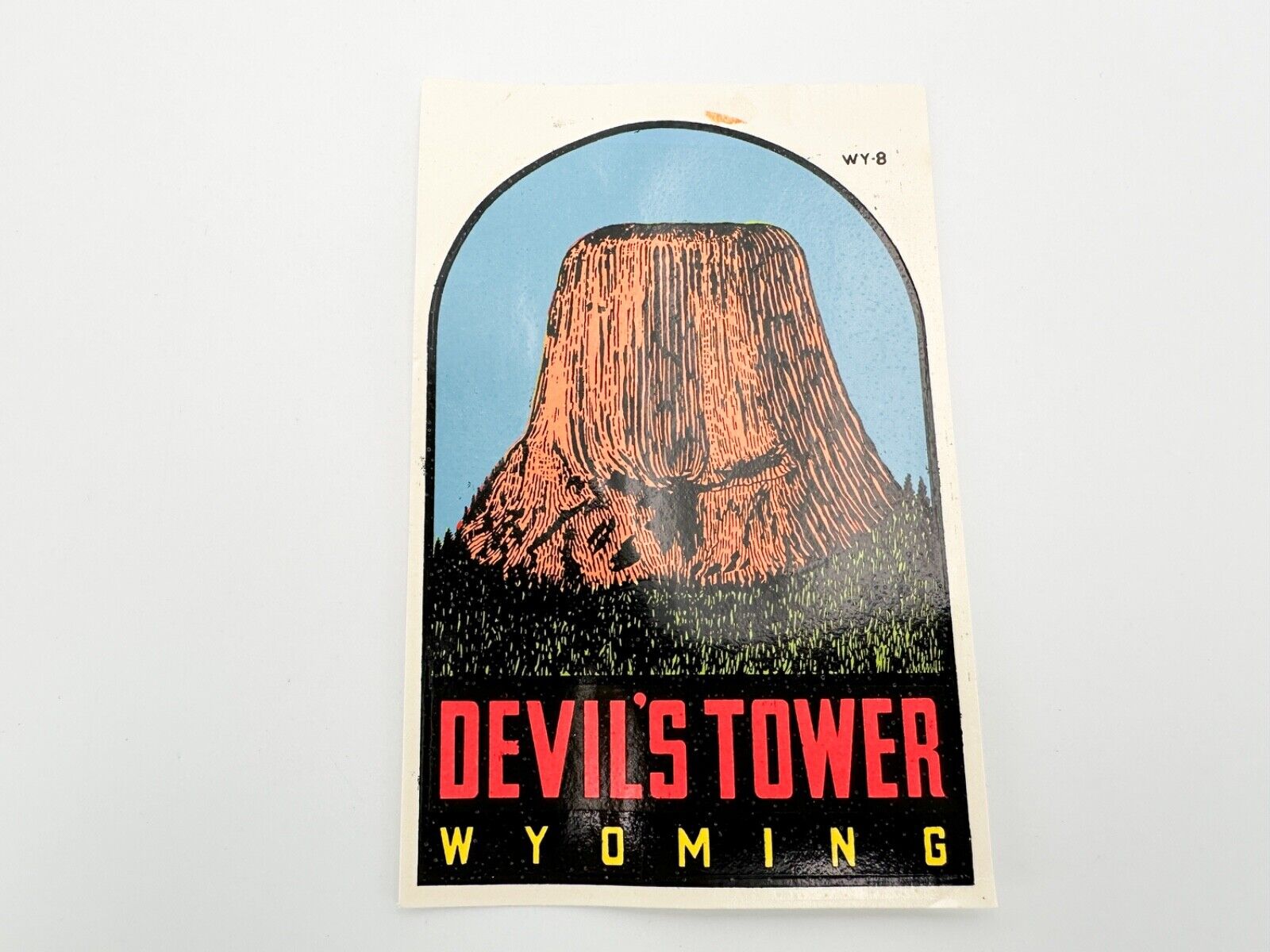 Vintage Souvenir Tourist TRAVEL Decal Water Slide Devil\'s Tower Wyoming