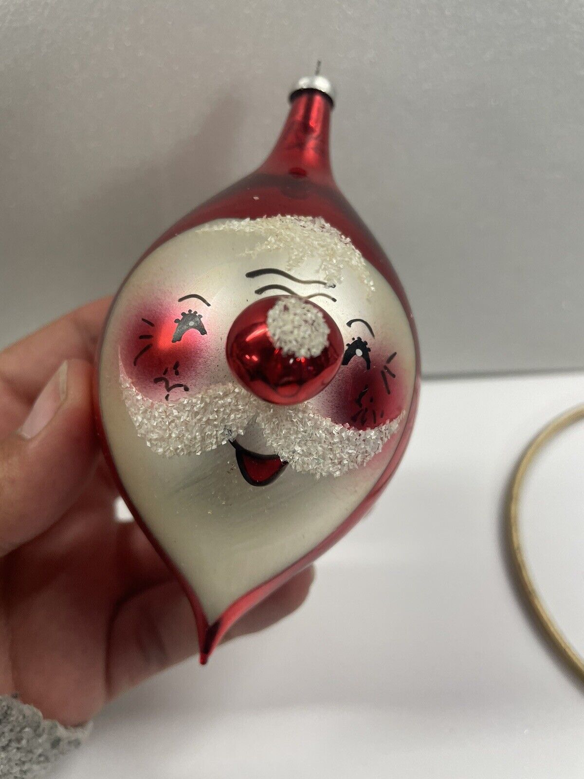 Vintage De Carlini Italy Santa Elf Blown Glass Christmas Ornament Hand Painted