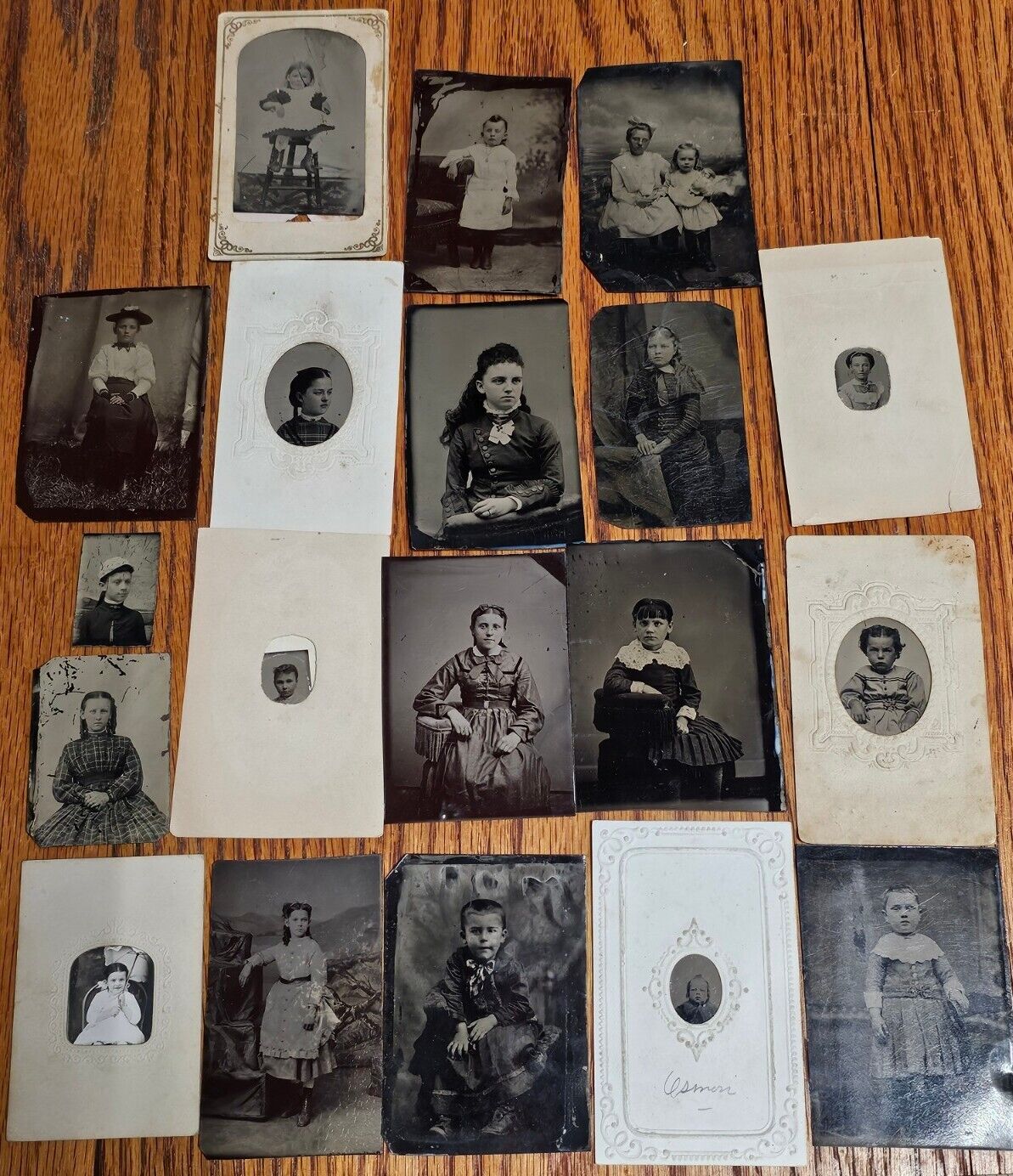 19 Tintype Photos Young GIRLS Portraits 1800's Period Dress Children 