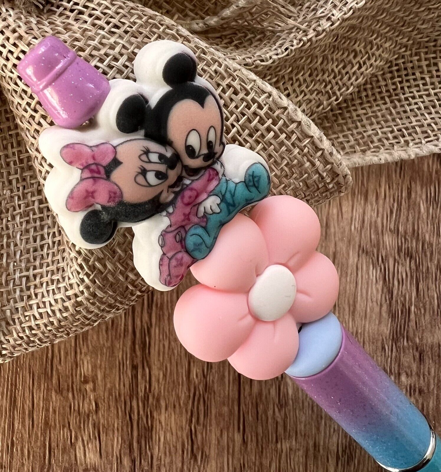Custom beaded pens. Minnie & Mickey Gifts. Basket filler. Journal. Teen.