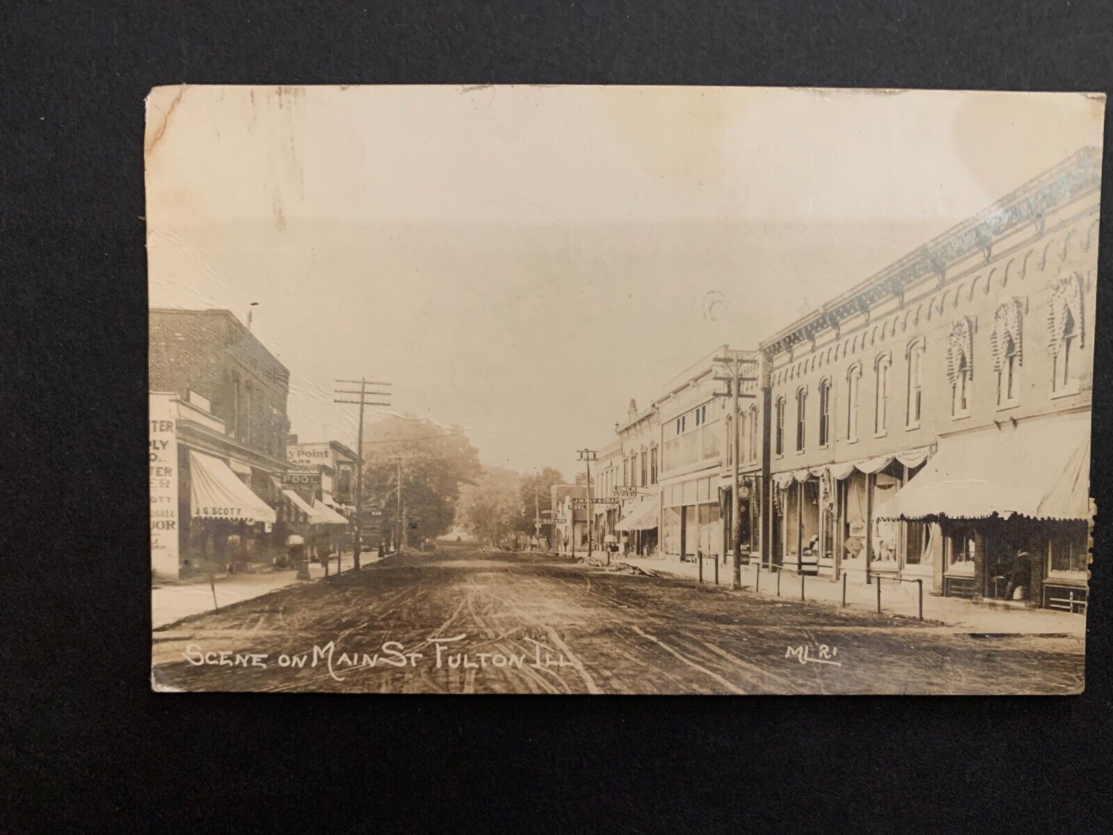 1907 Scene On Main Street Fulton Illinois Real Photo Postcard