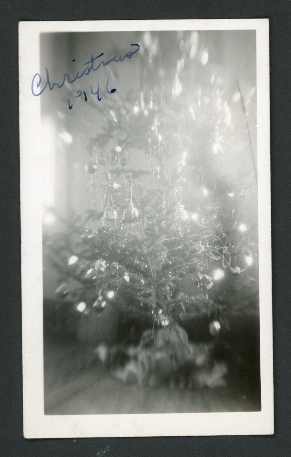Blurry Christmas Tree Decorations Photo Snapshot 1940s Living Room Abstract