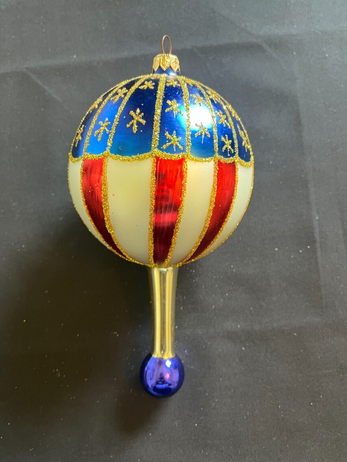 Vintage 1997 Christopher Radko Stars and Stripes Aloft Glass Ornament